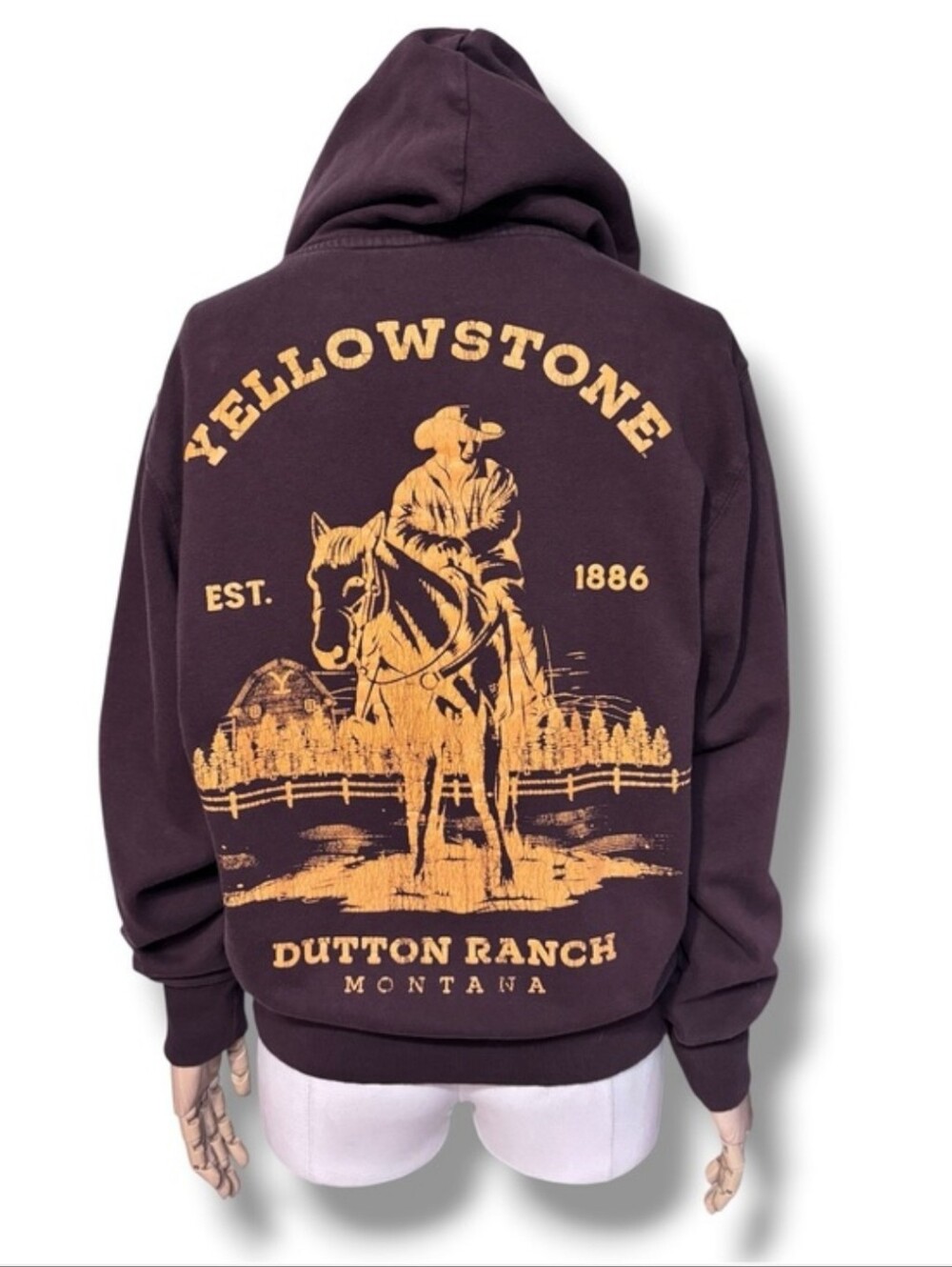 YELLOWSTONE Brown Graphic Hoodie Size Small Limited Run for CrewLimited Edition